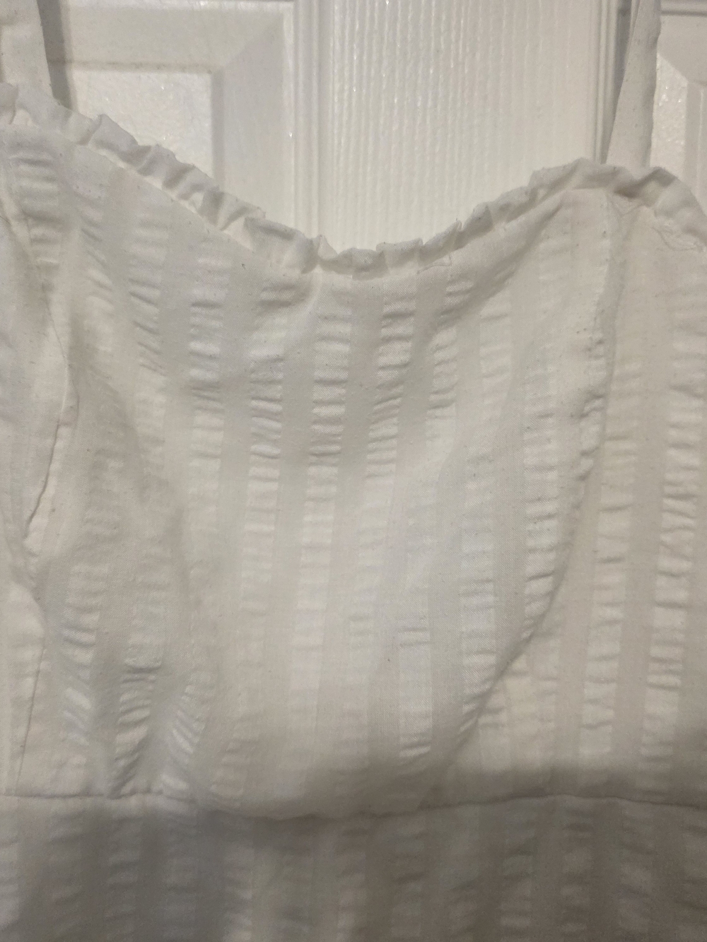 White Textured Ruffle-Hem Sundress - Picture 6 of 8